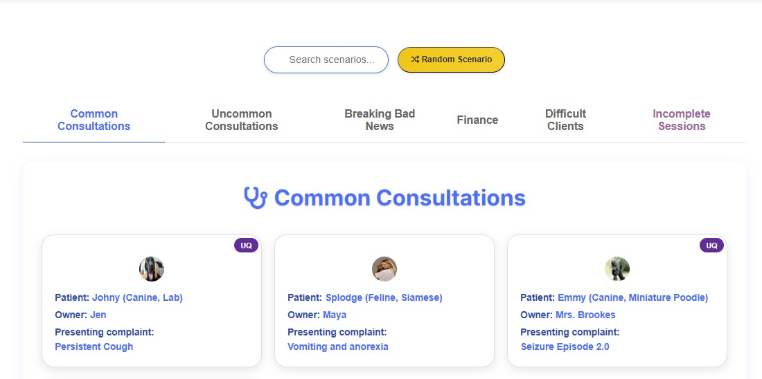 AI Veterinary Consultation Simulator - Live diagnostics and radiographs